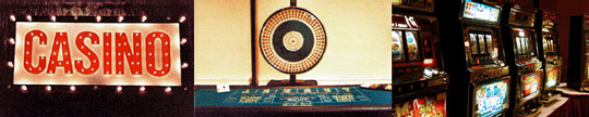 casino sign, wheel of fortune and slot machines