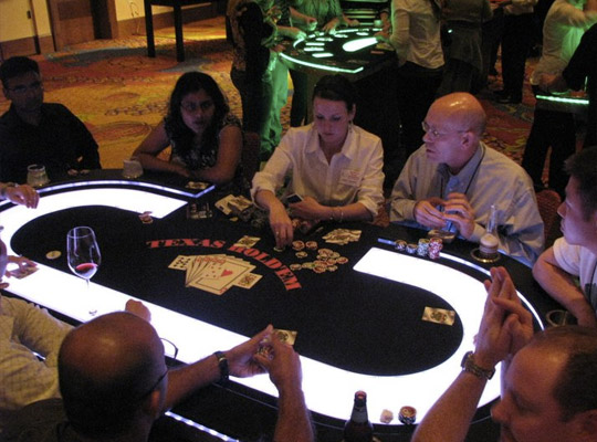 Lighted Texas Hold 'Em Poker Table - Whitefor Casino Parties
