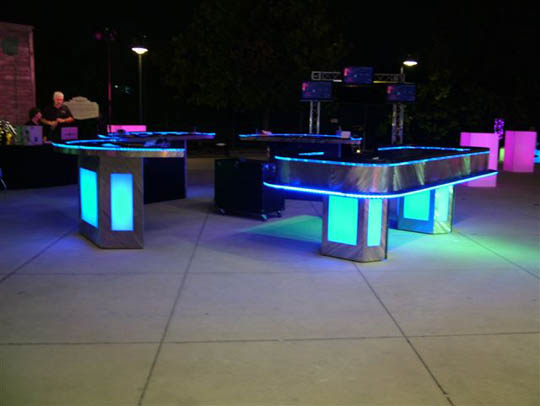 lighted casino party tables for rent