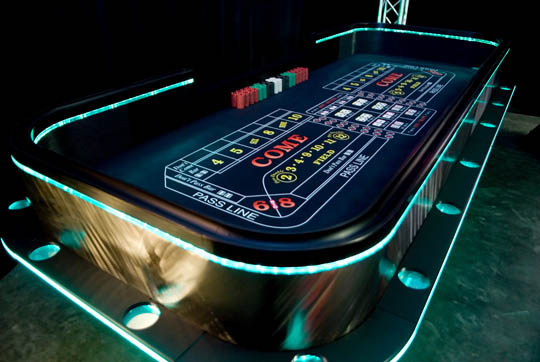 Lighted Craps Table for Casino Party Rentals